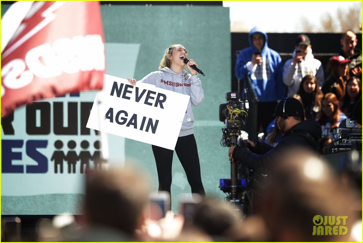Miley Cyrus Says Never Again, Performs 'The Climb' at March for Our Lives - Watch Now