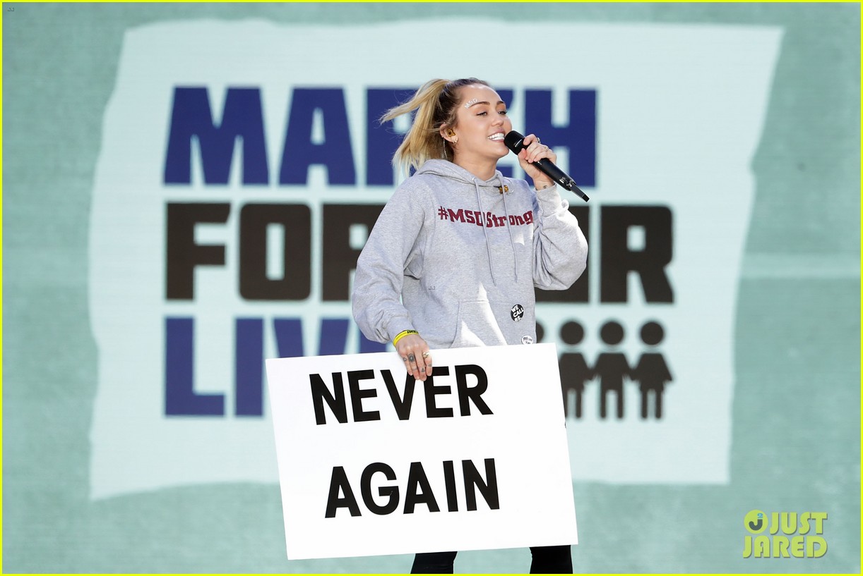Miley Cyrus Says Never Again, Performs 'The Climb' at March for Our Lives - Watch Now