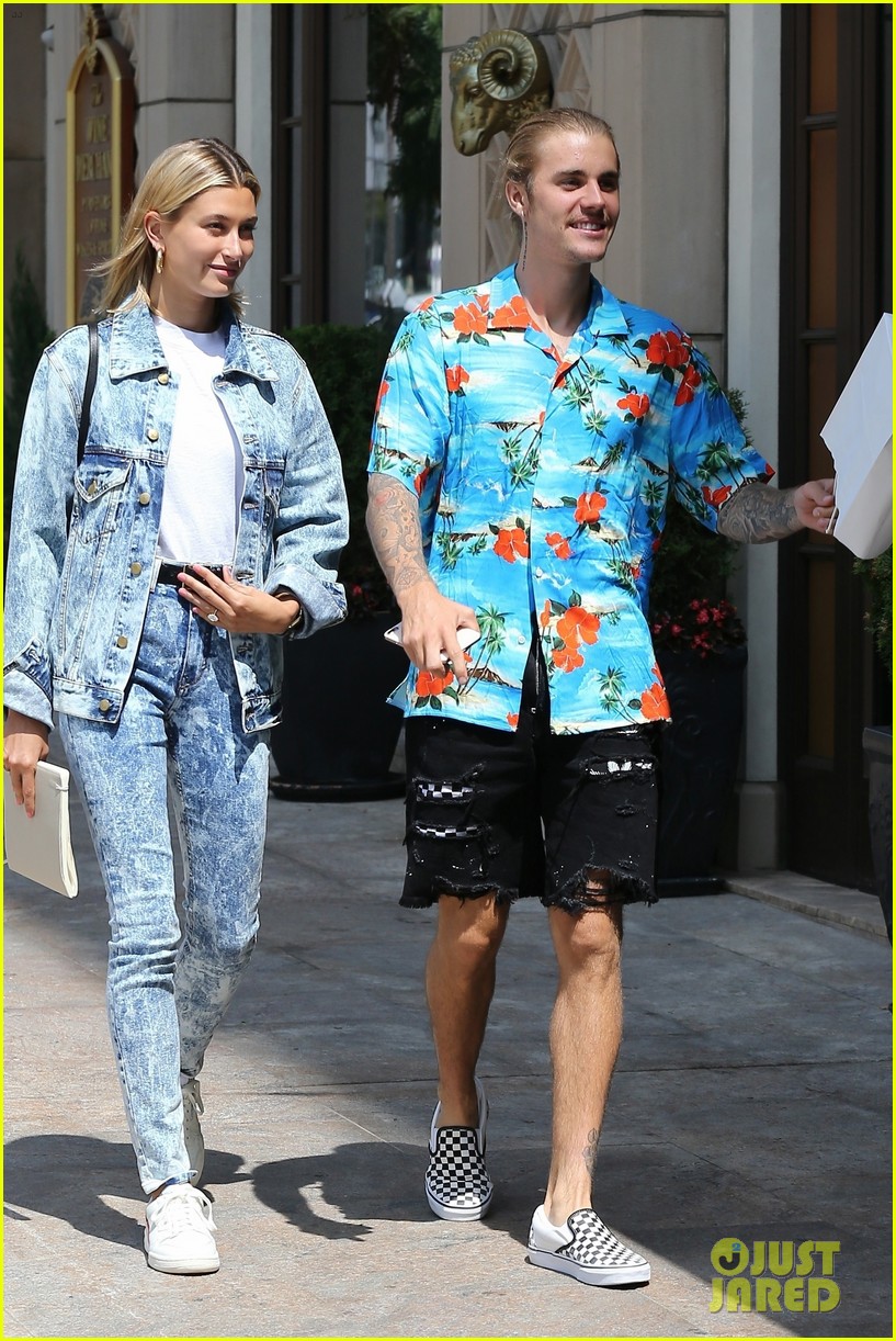 Hailey Baldwin Wears Denim Outfit to Church with Fiance Justin Bieber