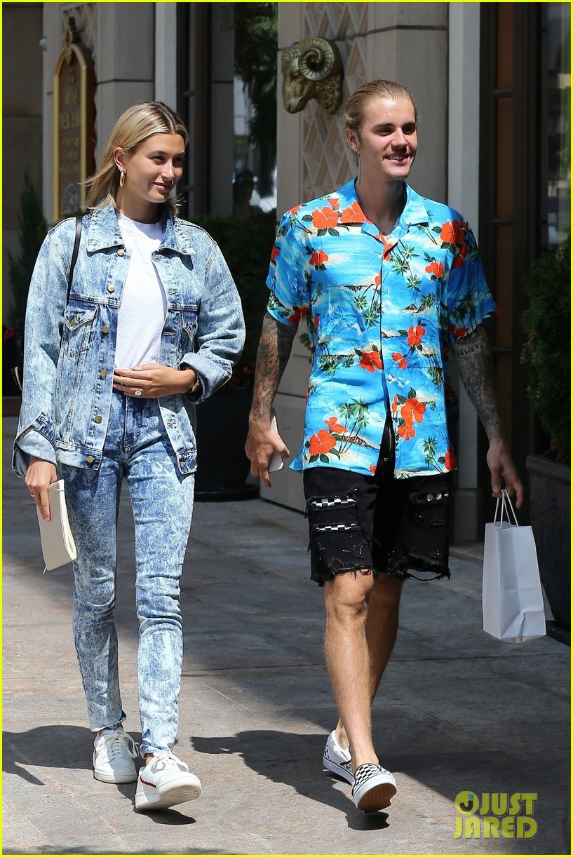 Hailey Baldwin Wears Denim Outfit to Church with Fiance Justin Bieber