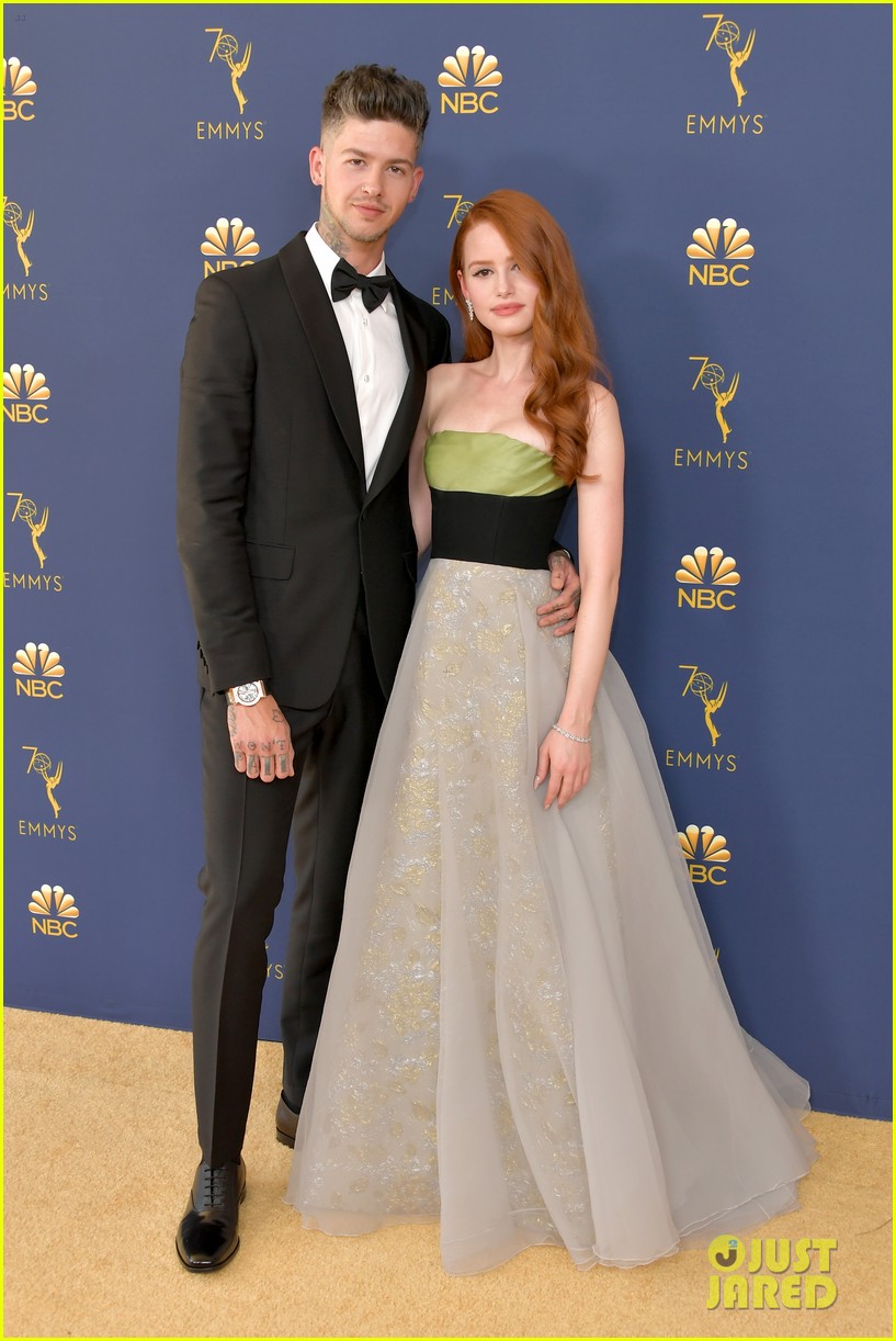 Madelaine Petsch Glistens in Gold & Green at Emmy Awards 2018