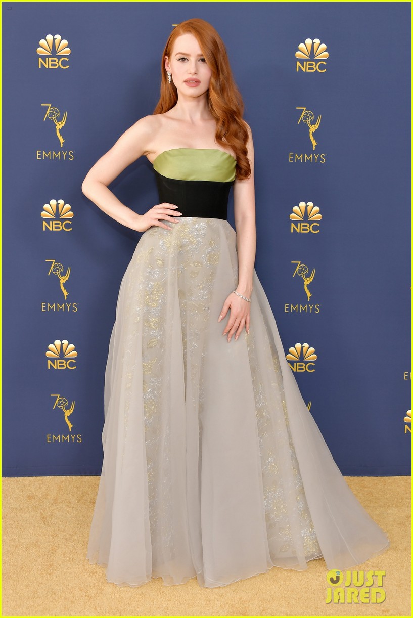 Madelaine Petsch Glistens in Gold & Green at Emmy Awards 2018