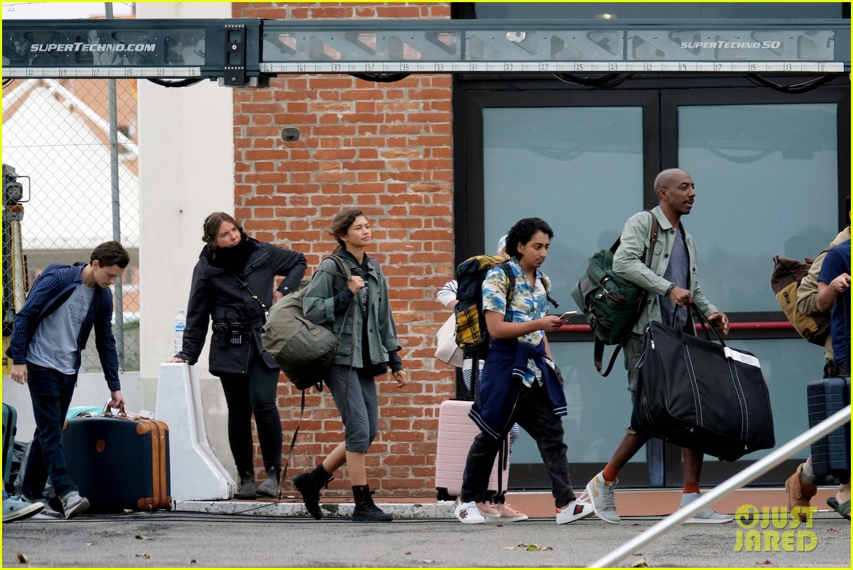 Tom Holland & Zendaya Carry Their Own Bags for 'Spider-Man' Scene