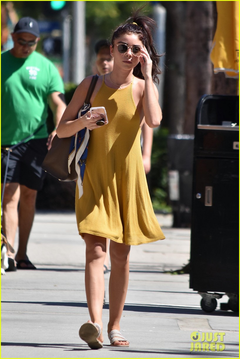 Sarah Hyland Matches Her Scrunchie to Her Dress While Strolling in LA