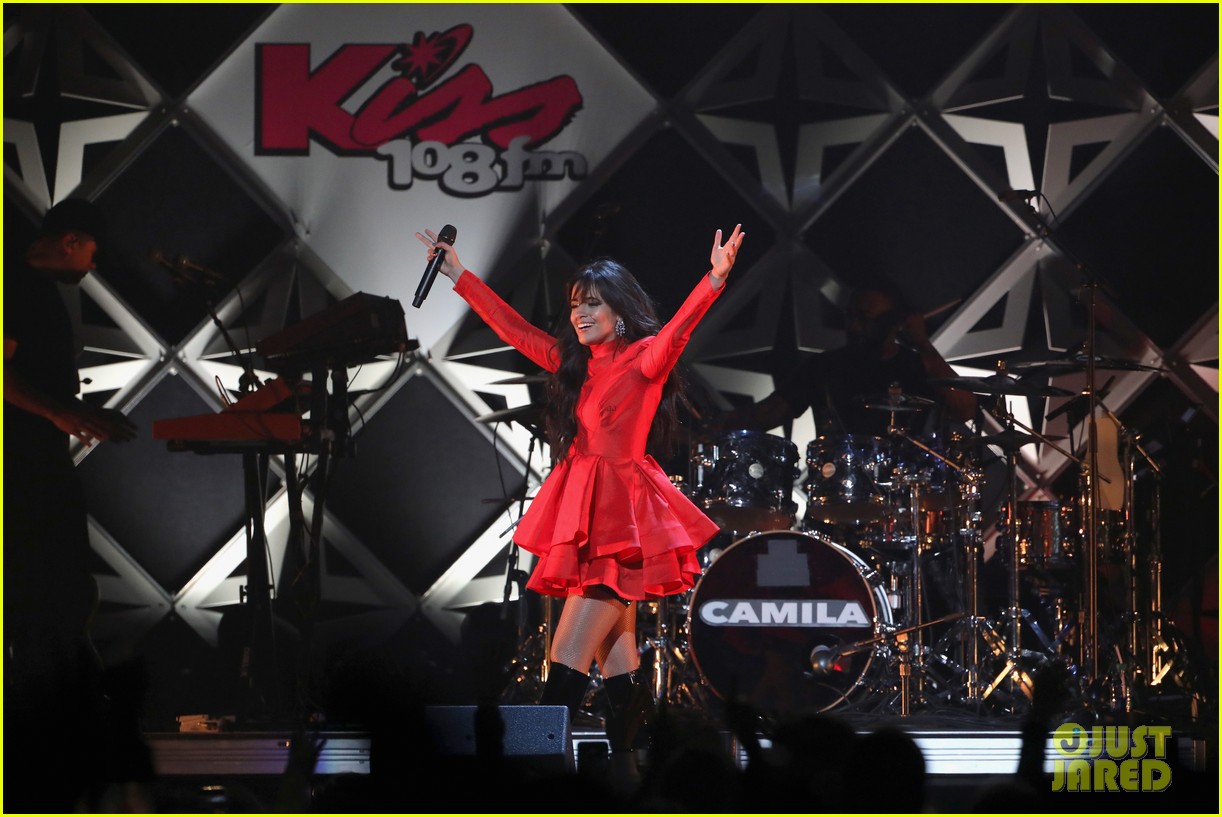 Camila Cabello is Pretty in Floral-Print at KISS 108's Jingle Ball 2018
