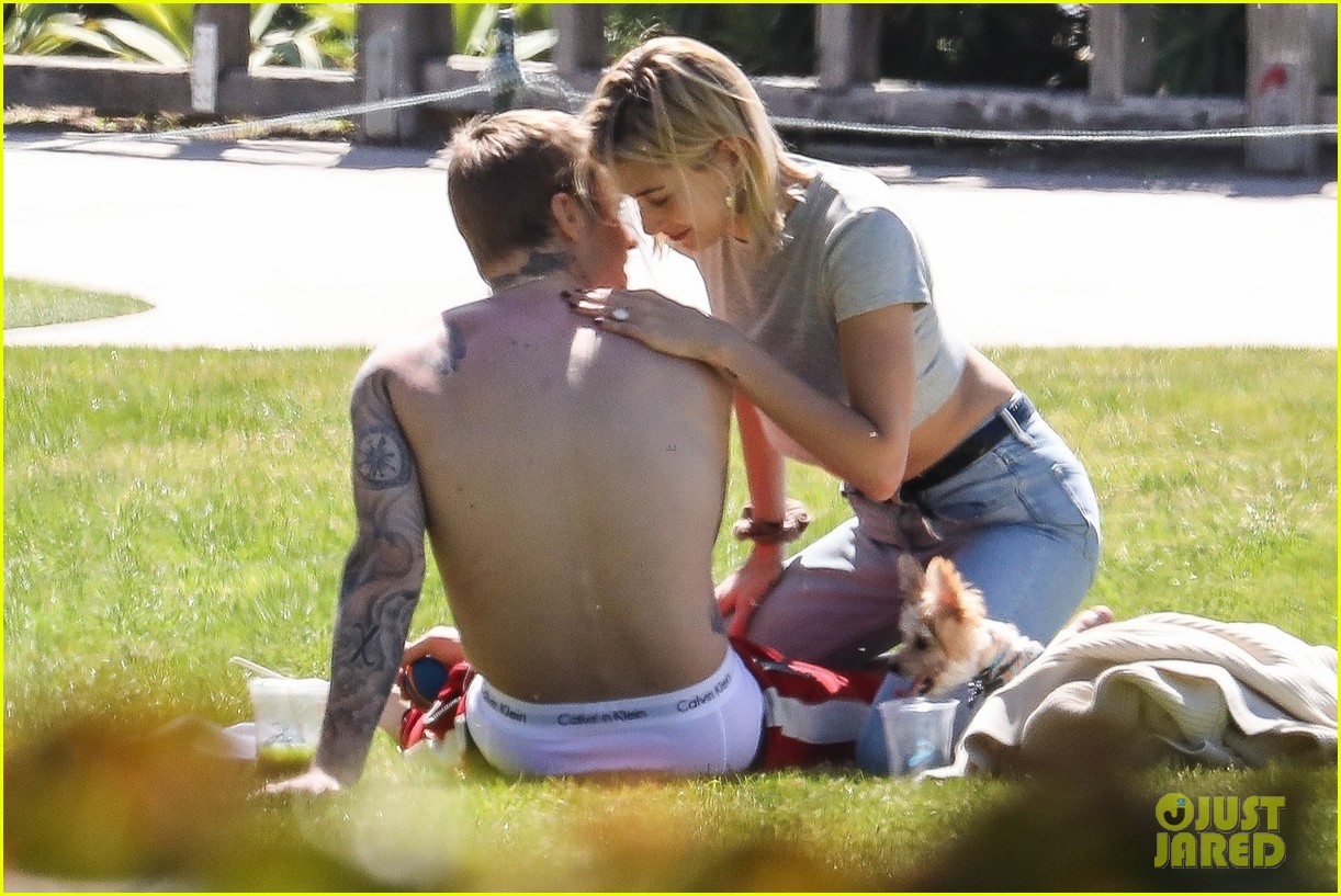 Justin & Hailey Bieber Hug It Out While Hanging Out at the Park