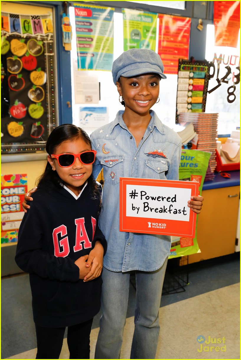 Skai Jackson Grabs Breakfast With School Kids For No Kid Hungry's Breakfast Event