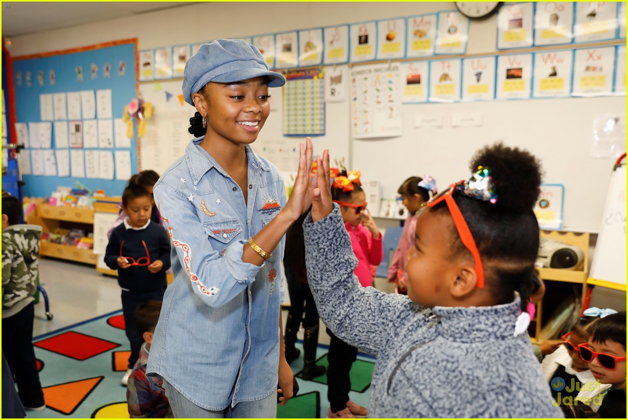 Skai Jackson Grabs Breakfast With School Kids For No Kid Hungry's Breakfast Event