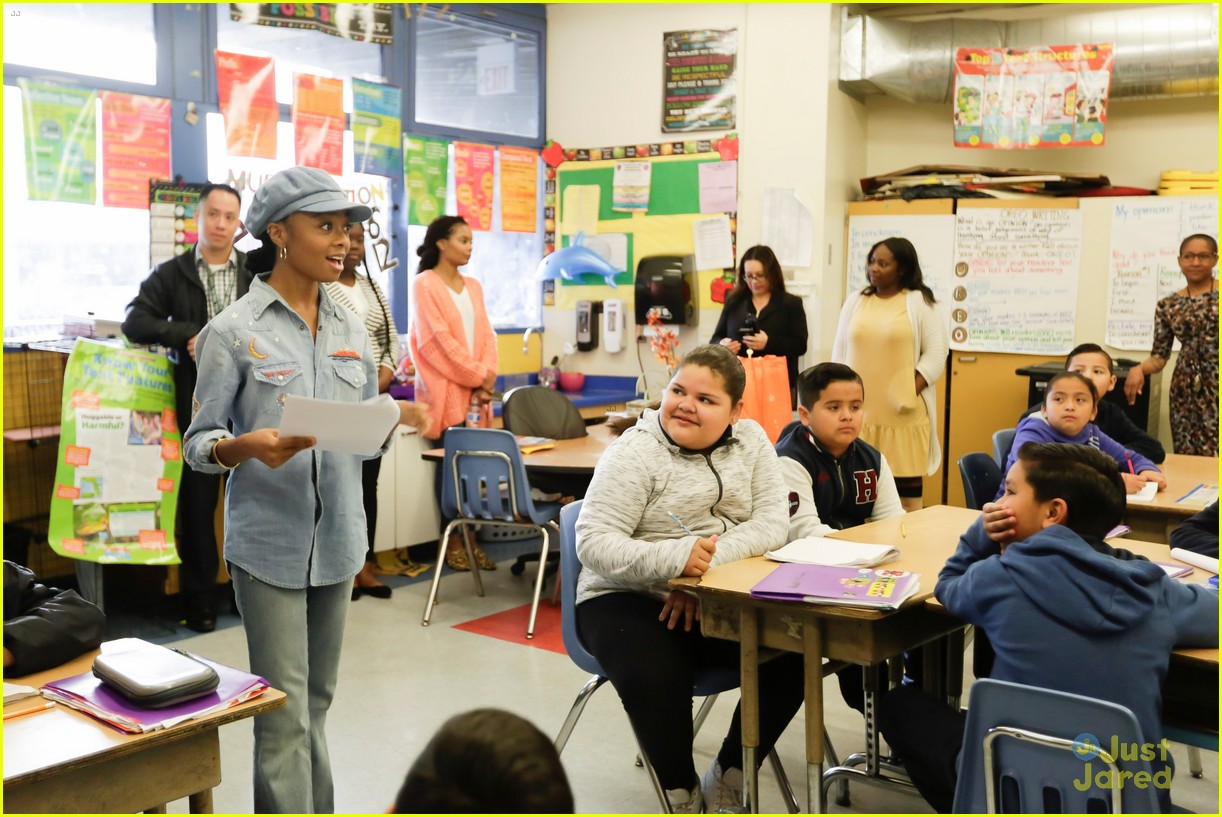 Skai Jackson Grabs Breakfast With School Kids For No Kid Hungry's Breakfast Event