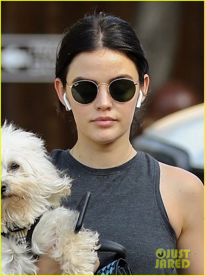 Lucy Hale Carries Her Dog, Elvis, After a Hike in LA!