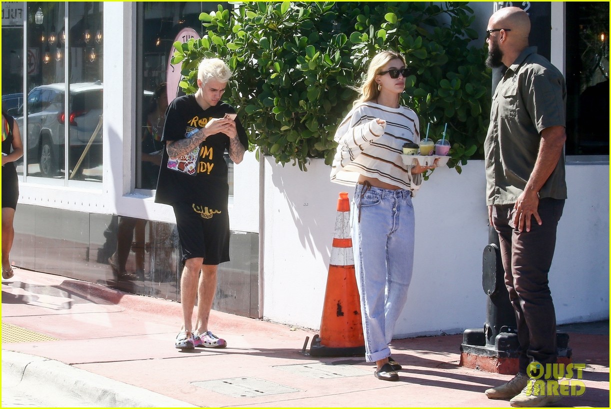 Justin & Hailey Bieber Cuddle Up at Hailey's Photoshoot in Florida