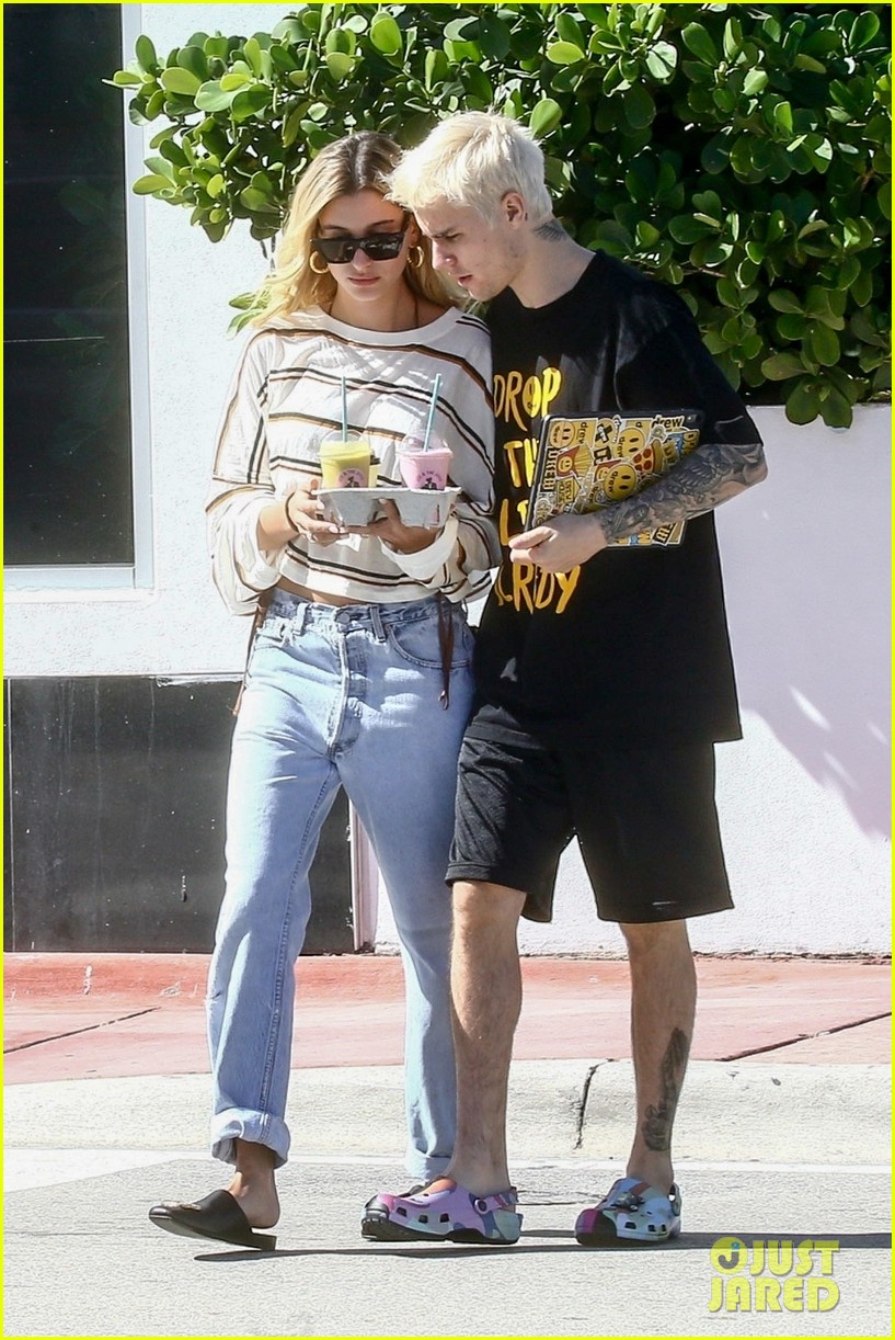 Justin & Hailey Bieber Cuddle Up at Hailey's Photoshoot in Florida