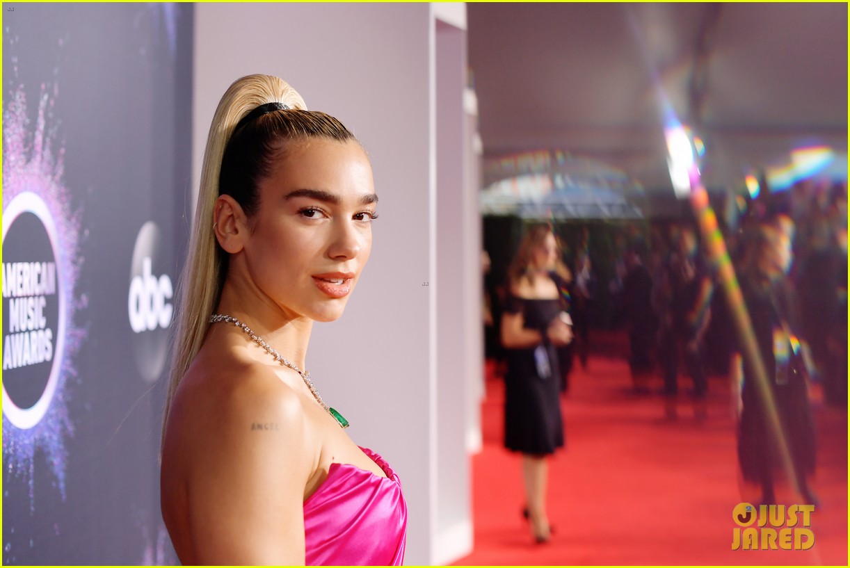 Dua Lipa Kisses Anwar Hadid on AMAs 2019 Red Carpet