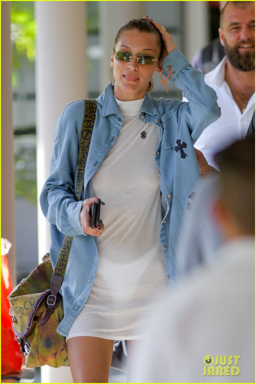 Bella Hadid Arrives at the Airport in St. Barts