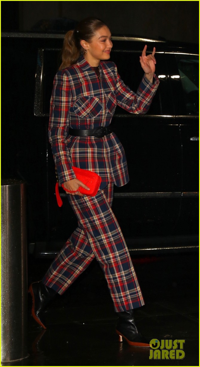 Gigi Hadid's Plaid Suit Is Fashion Goals As She Heads To Jingle Ball in NYC