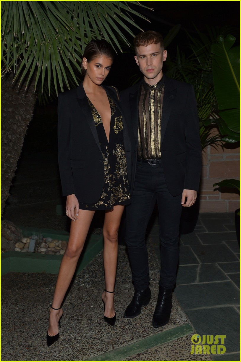 BFFs Kaia Gerber & Tommy Dorfman Match at Saint Laurent Pre-Golden Globes Party