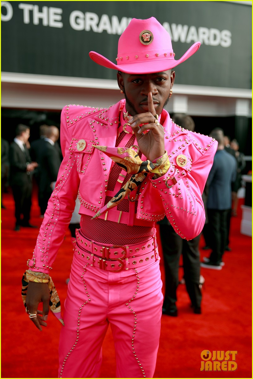 Lil Nas X Rocks Head-to-Toe Pink Cowboy Outfit at Grammys 2020