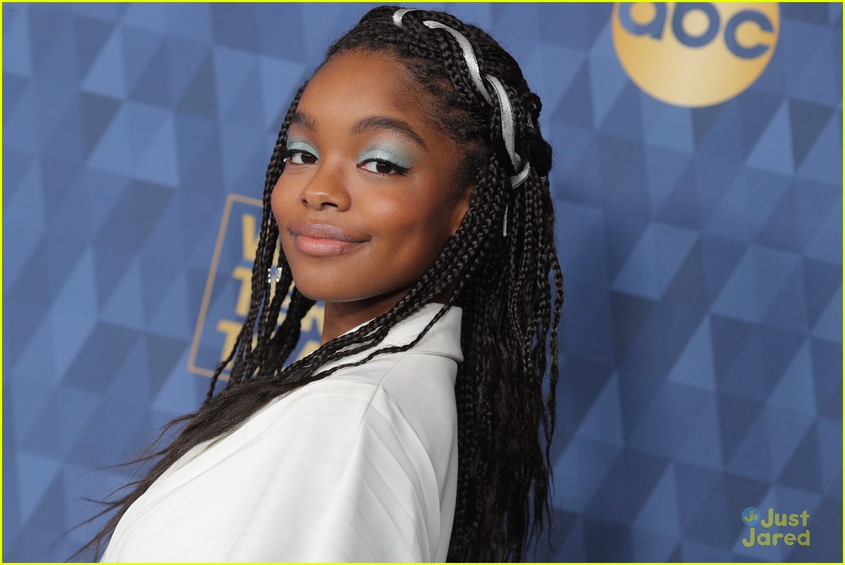 Meg Donnelly, Aubrey Anderson-Emmons, & Marsai Martin All Accessorize With Blue At ABC's Winter TCA Party