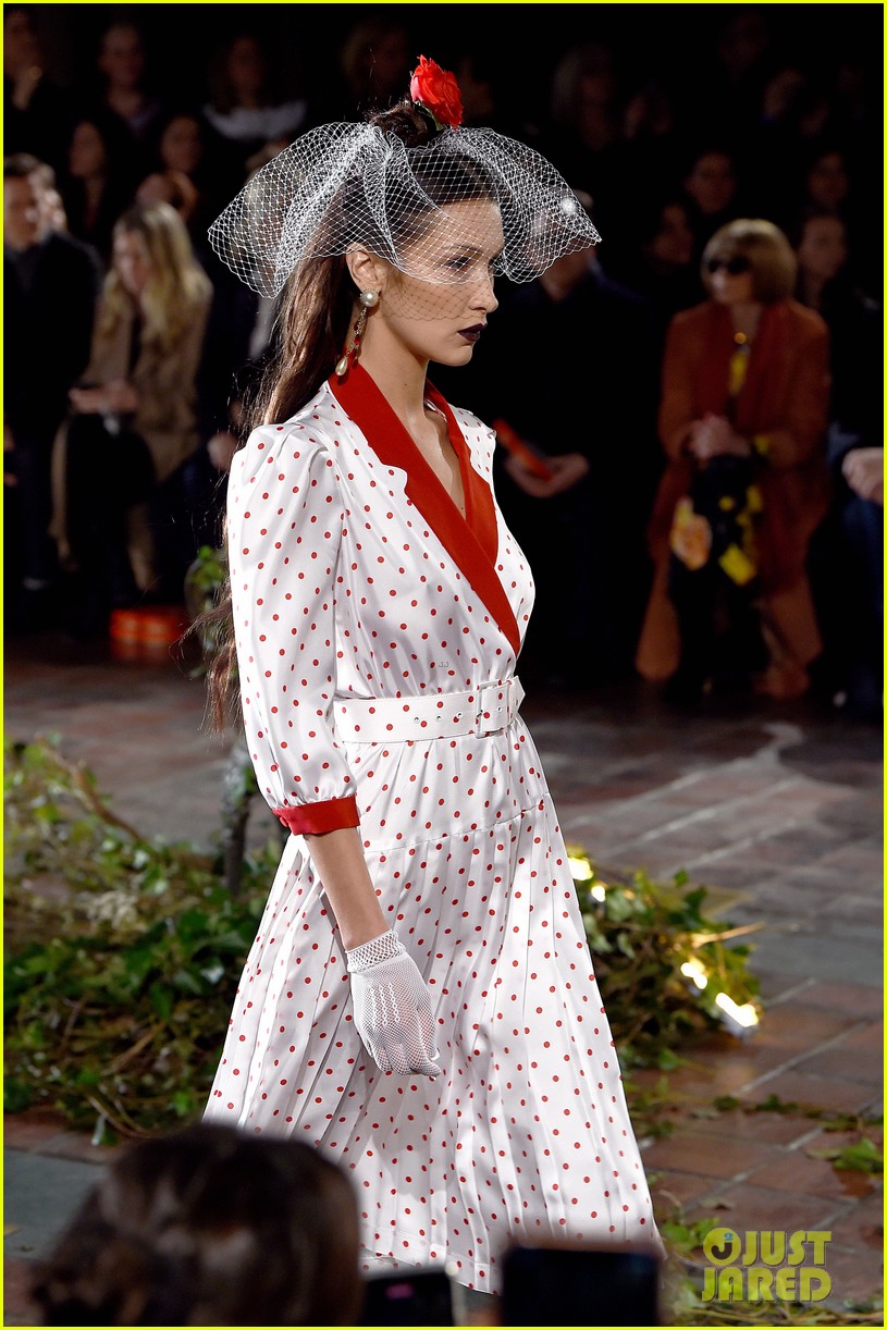 Bella Hadid Bares Her Abs After Walking in Rodarte Fashion Show