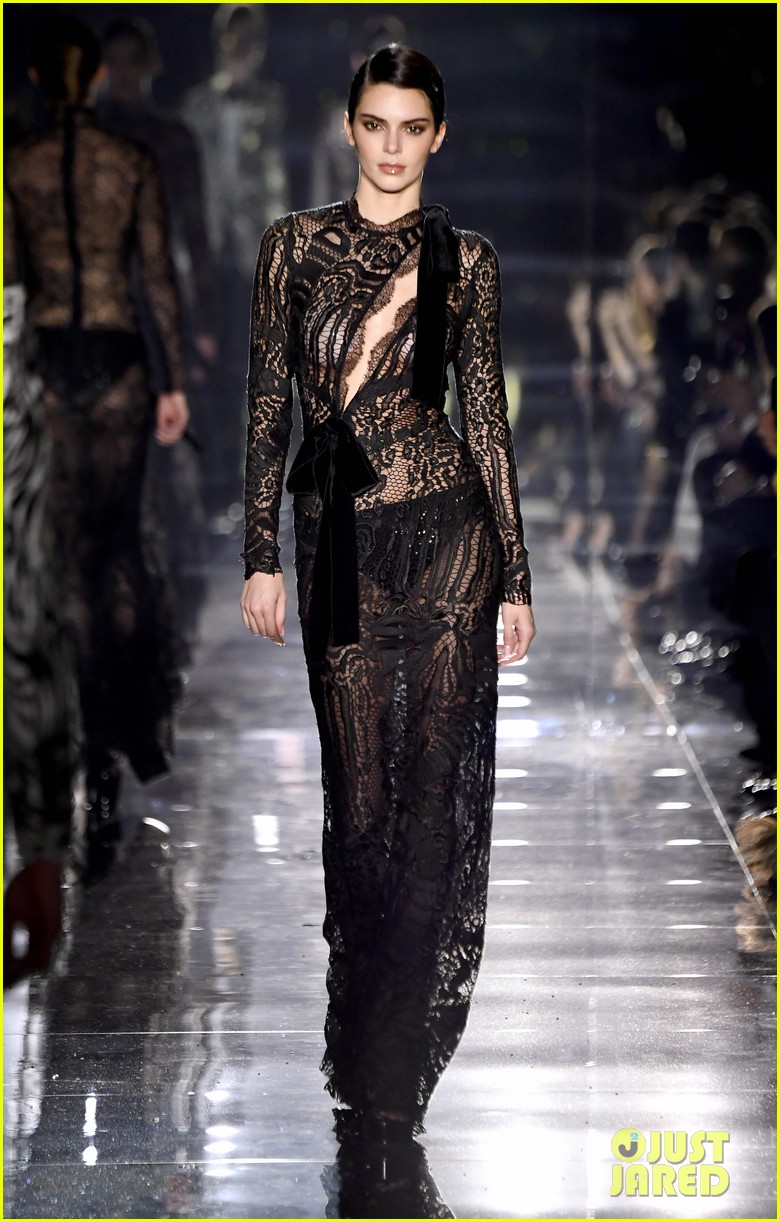 Kendall Jenner Goes Edgy & Sheer For Tom Ford Fashion Show