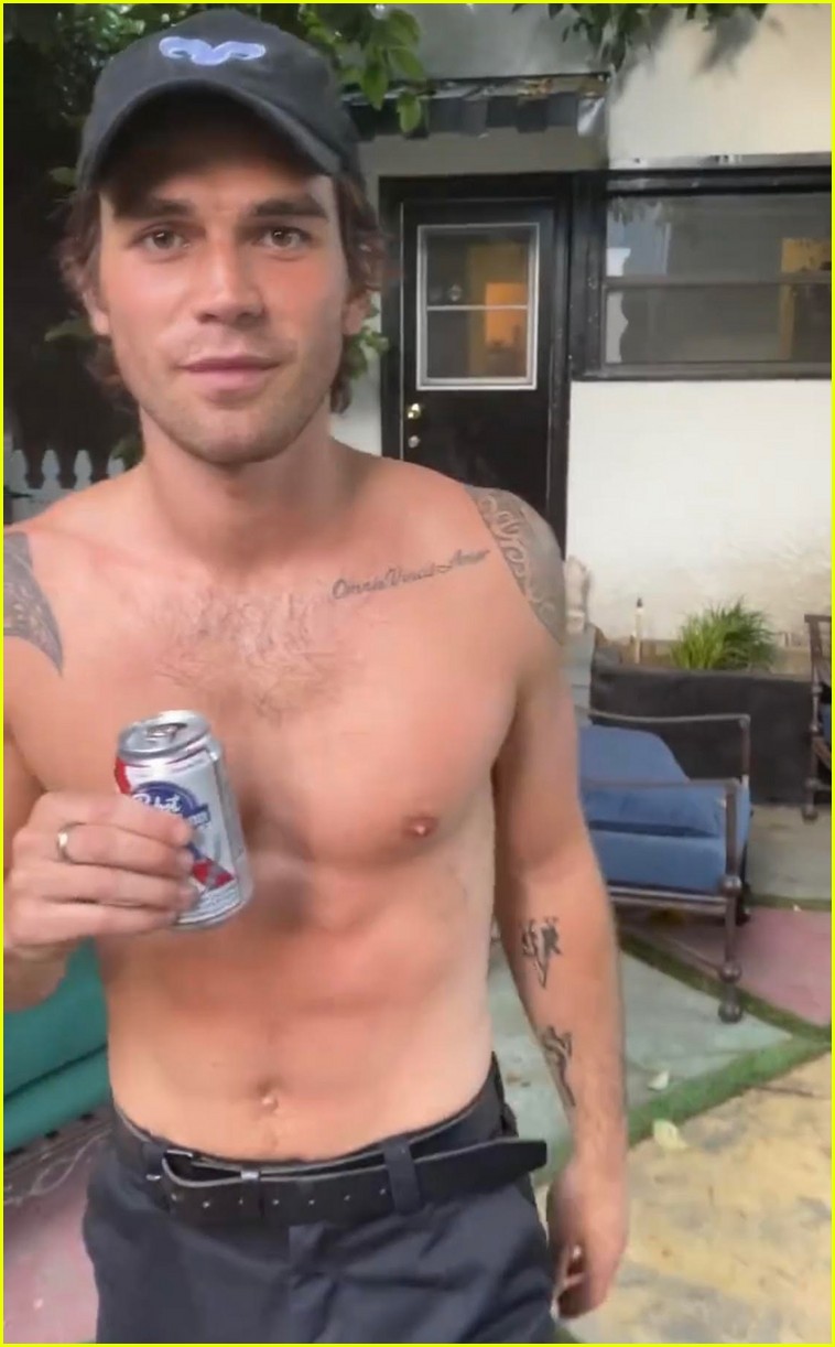 KJ Apa Challenges Drew Ray Tanner To Handstand Push-Up Competition - See Shirtless Pics!