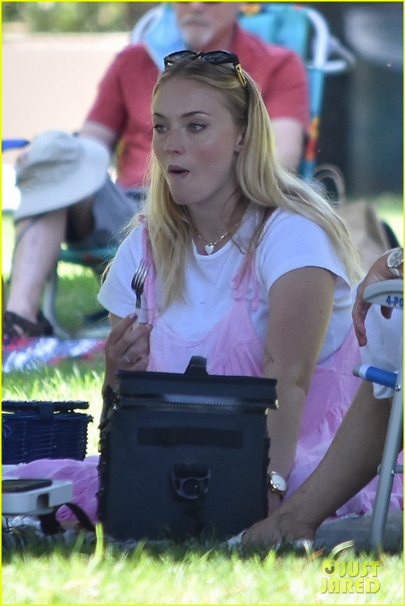 Pregnant Sophie Turner Wears a Cute Pink Dress at the Park with Joe Jonas!