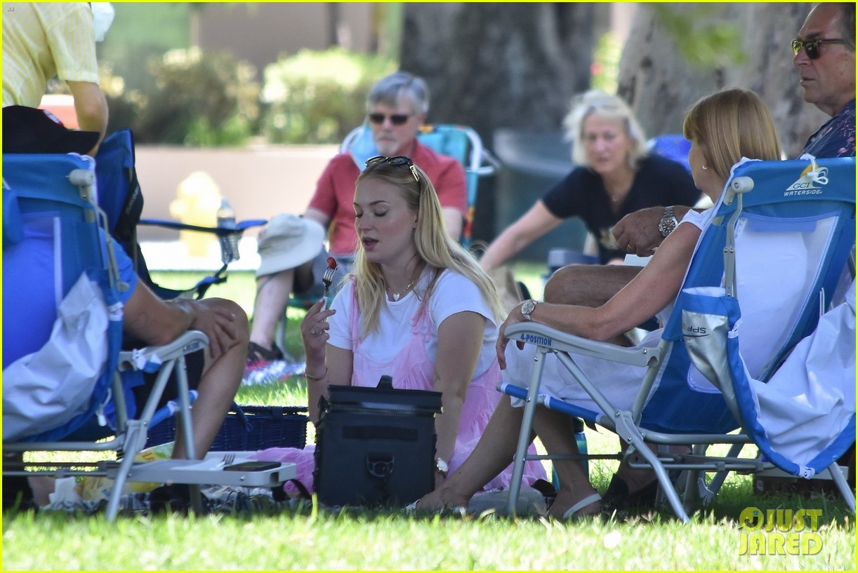 Pregnant Sophie Turner Wears a Cute Pink Dress at the Park with Joe Jonas!