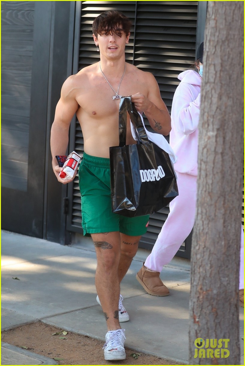 Bryce Hall Shows Off Ripped Shirtless Body While Leaving The Gym With Addison Rae