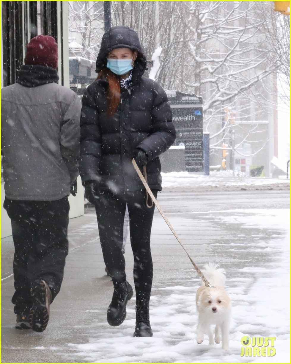 Camila Mendes & Madelaine Petsch Take Their Dogs For a Walk In The Snow