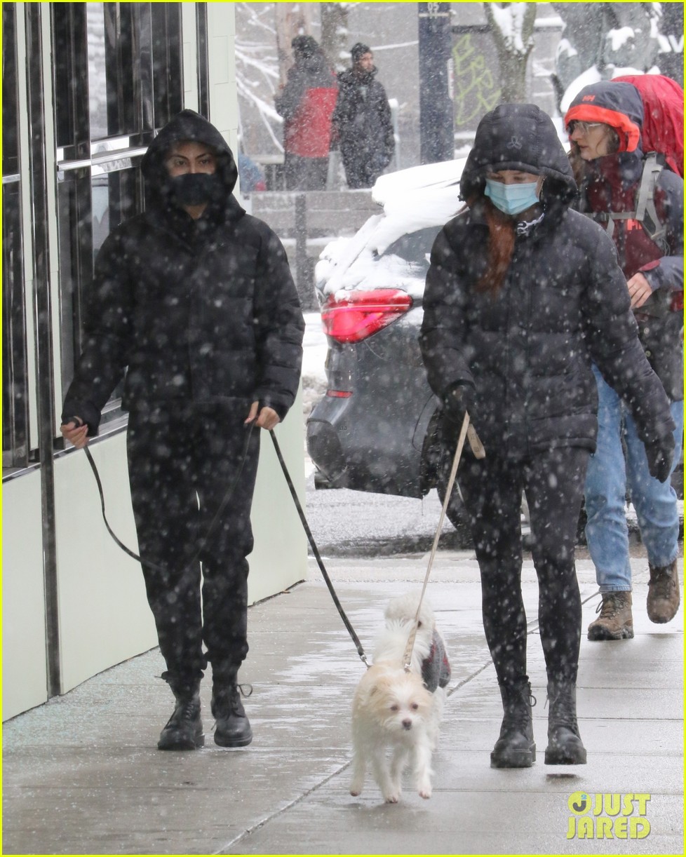 Camila Mendes & Madelaine Petsch Take Their Dogs For a Walk In The Snow