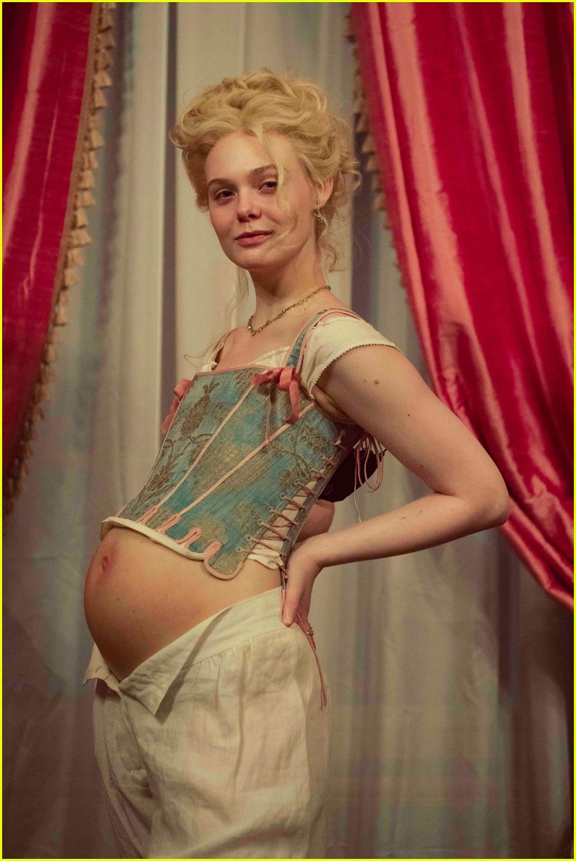 Elle Fanning Shows Off Pregnant Belly In First Look Photo at 'The Great' Season 2