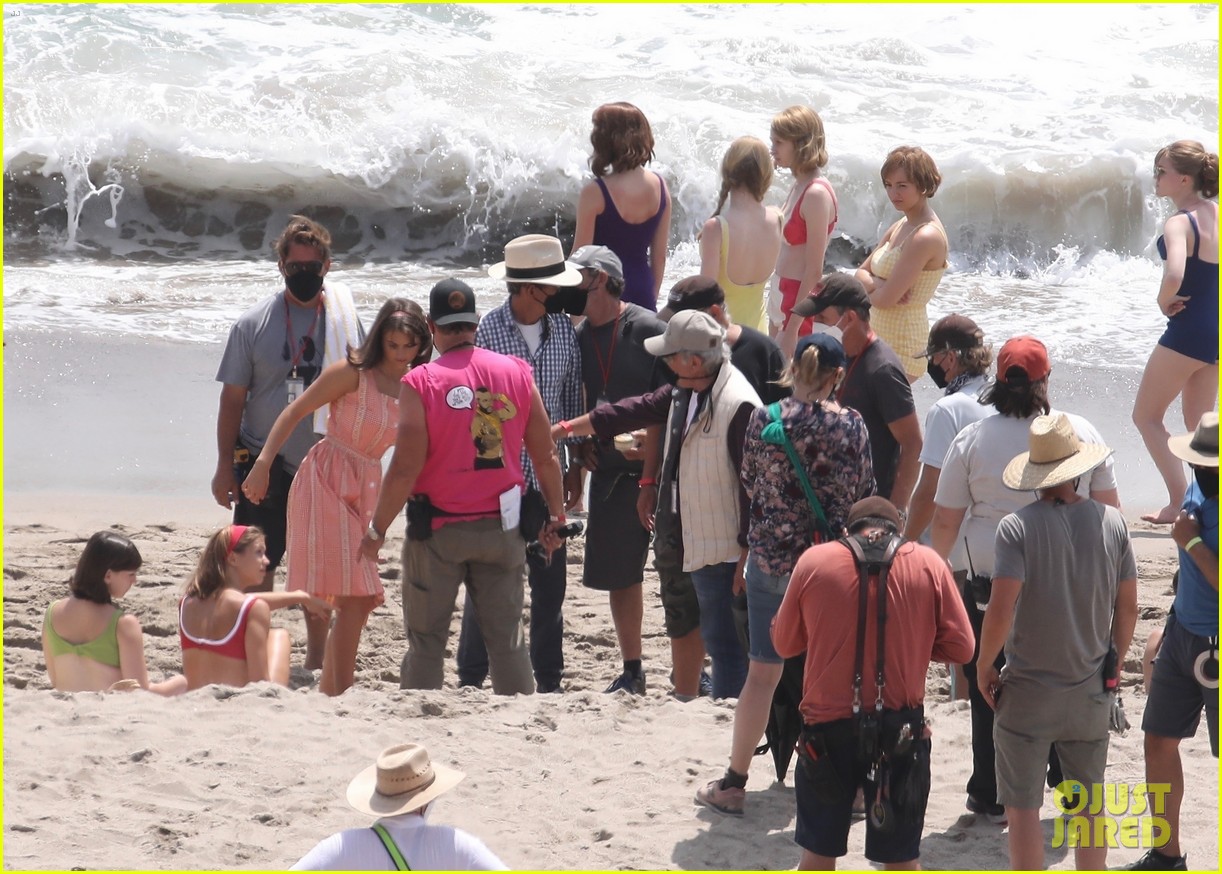 Chloe East & Newcomer Sam Rechner Hit The Beach To Film New Steven Spielberg Movie!
