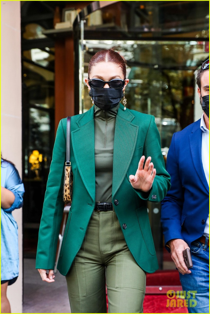 Gigi Hadid Steps Out in Paris in An All Green Outfit