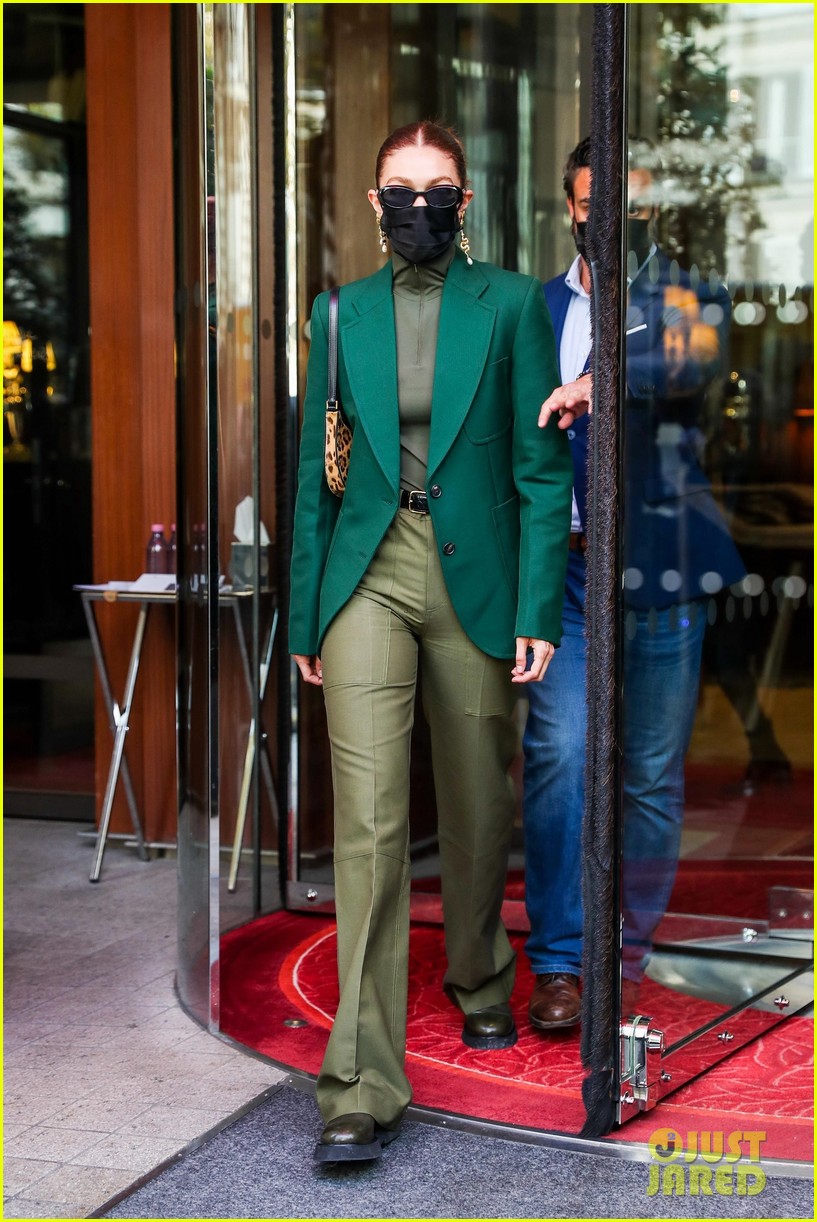Gigi Hadid Steps Out in Paris in An All Green Outfit