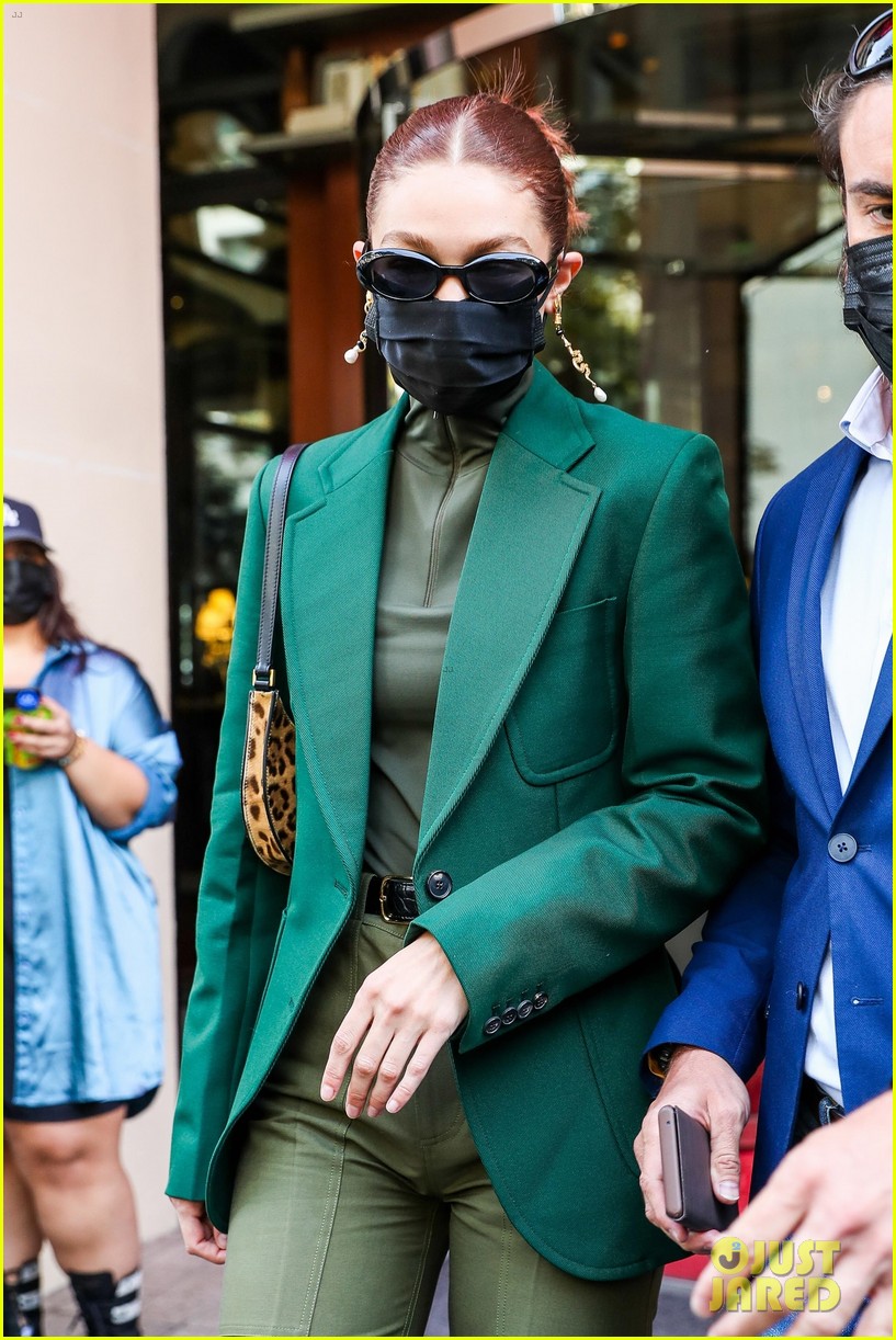 Gigi Hadid Steps Out in Paris in An All Green Outfit