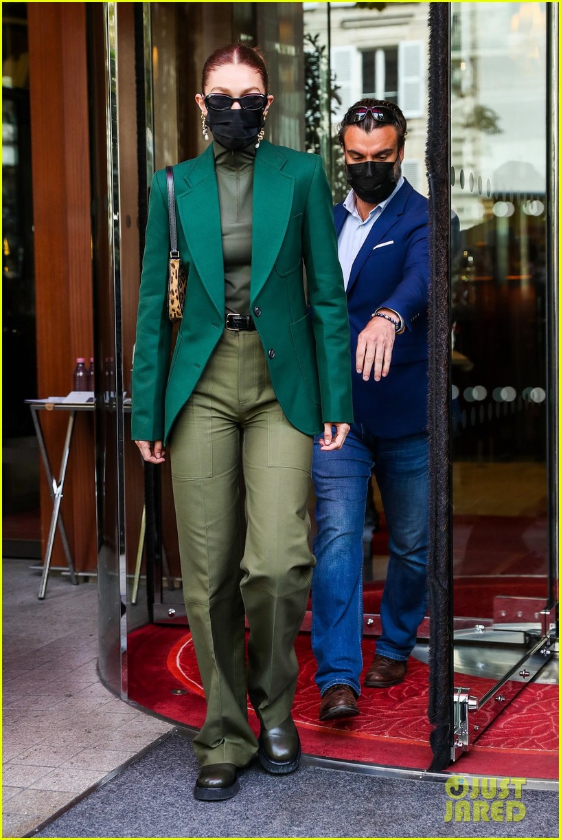 Gigi Hadid Steps Out in Paris in An All Green Outfit
