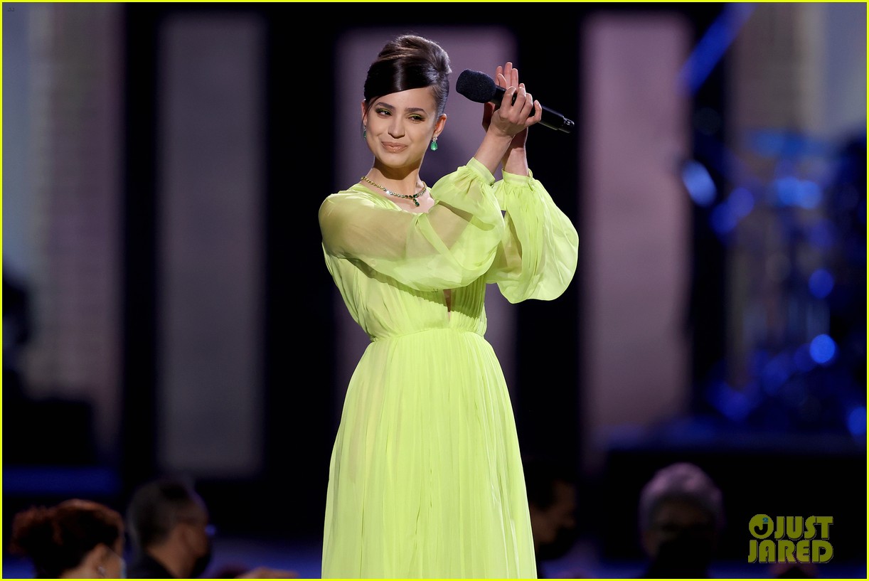 Sofia Carson Is a Neon Beauty For Latin Grammys' Person of the Year Gala