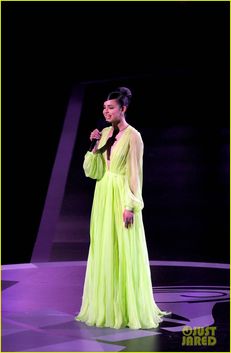 Sofia Carson Is a Neon Beauty For Latin Grammys' Person of the Year Gala