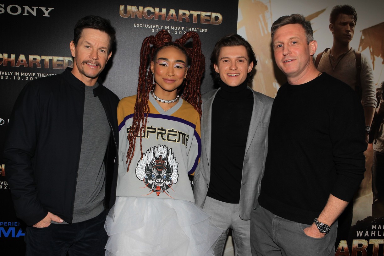 Tati Gabrielle & Tom Holland Step Out For 'Uncharted' Premiere in NYC