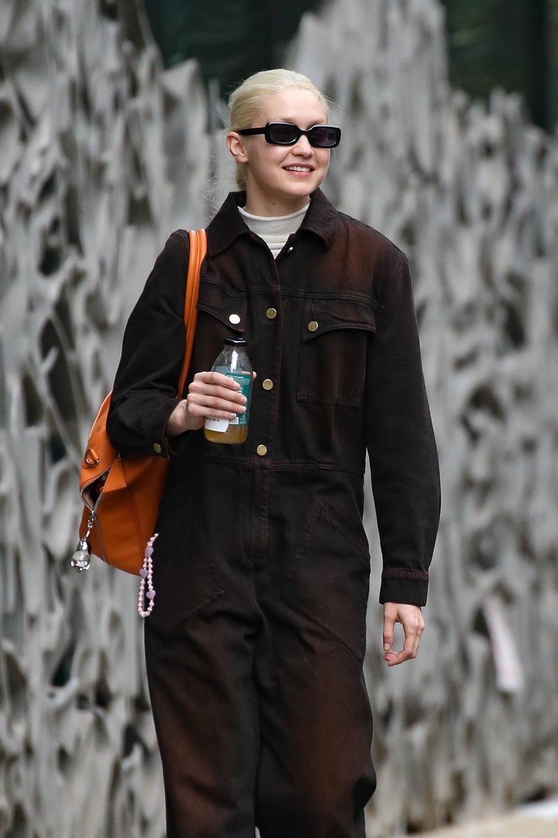 Gigi Hadid Picks Up Coffee To Go While Showing Off Her New Ice Blond Hair