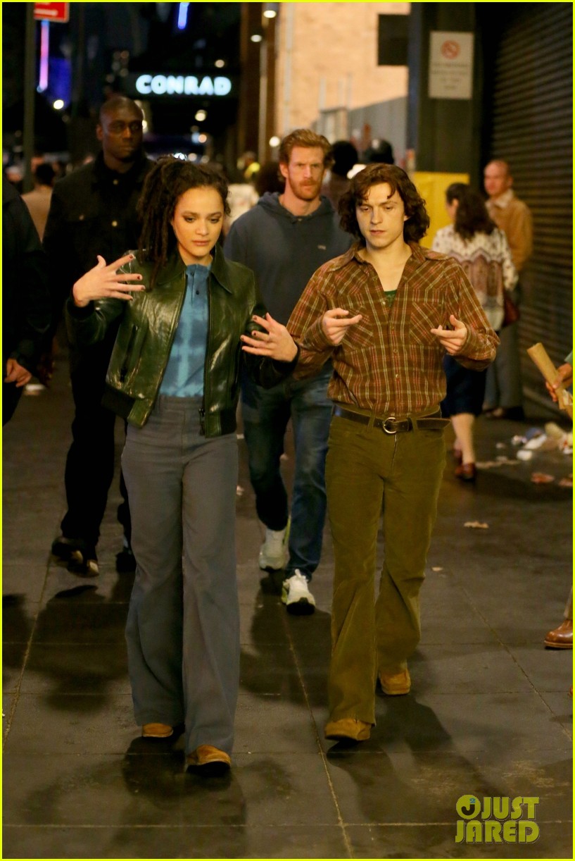 Tom Holland Wears a Retro Outfit While Filming 'The Crowded Room' Series
