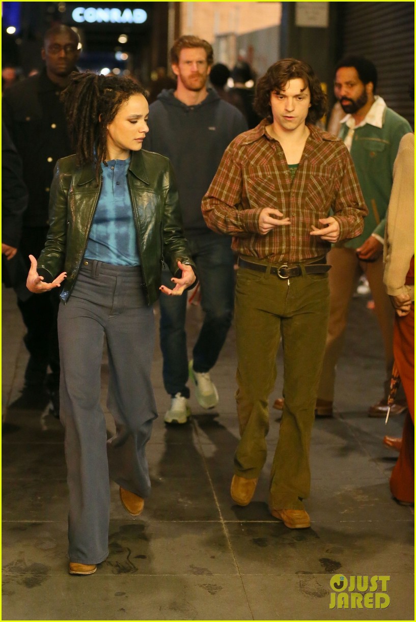 Tom Holland Wears a Retro Outfit While Filming 'The Crowded Room' Series