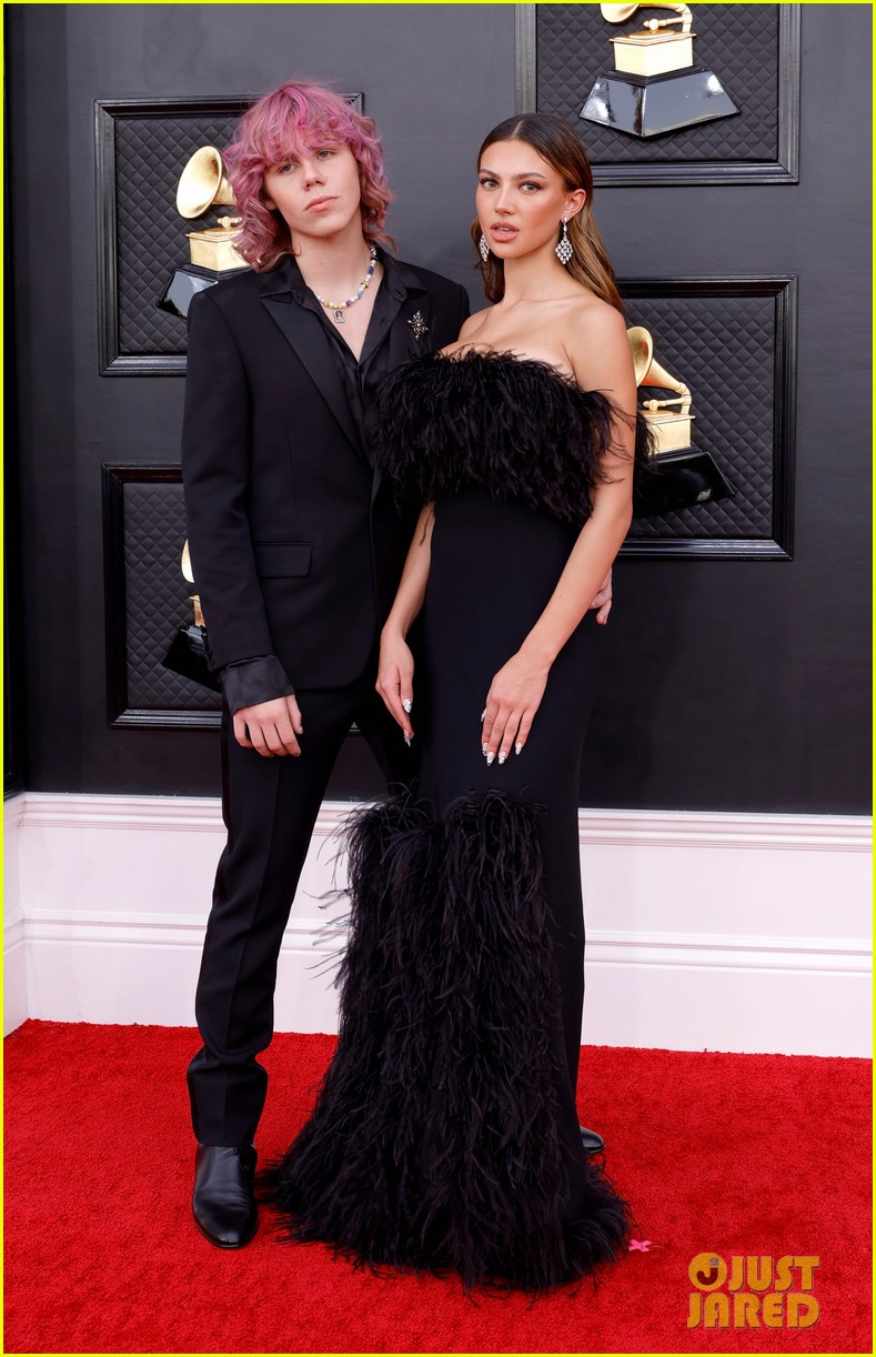 The Kid LAROI Shows Off New Pink Hair at Grammys with Katarina Deme