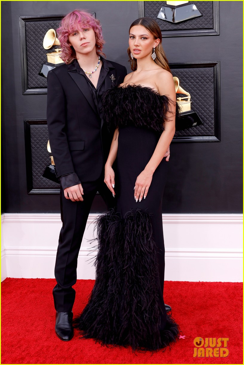 The Kid LAROI Shows Off New Pink Hair at Grammys with Katarina Deme