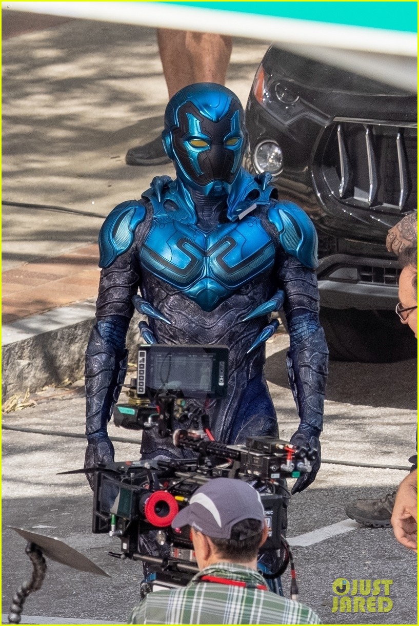 Xolo Maridueña Gets Into Full Costume On the Set of 'Blue Beetle' - See The Photos!