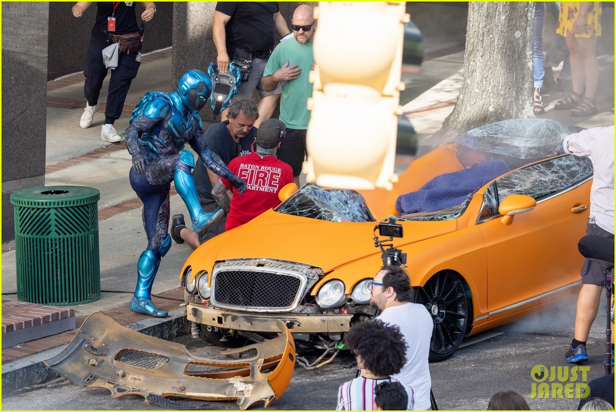 Xolo Maridueña Gets Into Full Costume On the Set of 'Blue Beetle' - See The Photos!