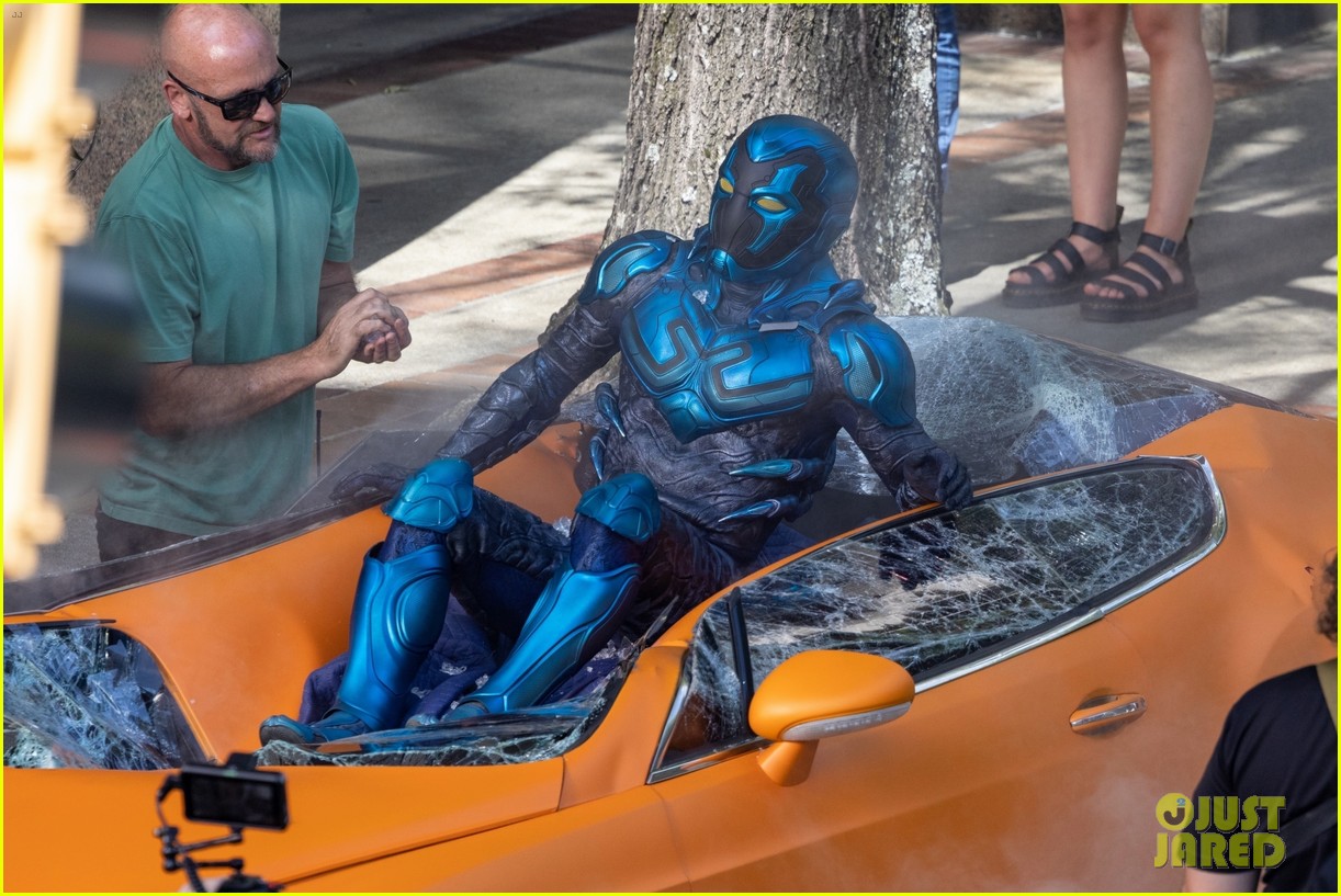 Xolo Maridueña Gets Into Full Costume On the Set of 'Blue Beetle' - See The Photos!