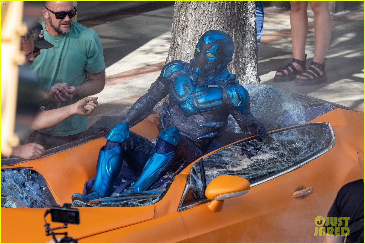 Xolo Maridueña Gets Into Full Costume On the Set of 'Blue Beetle' - See The Photos!