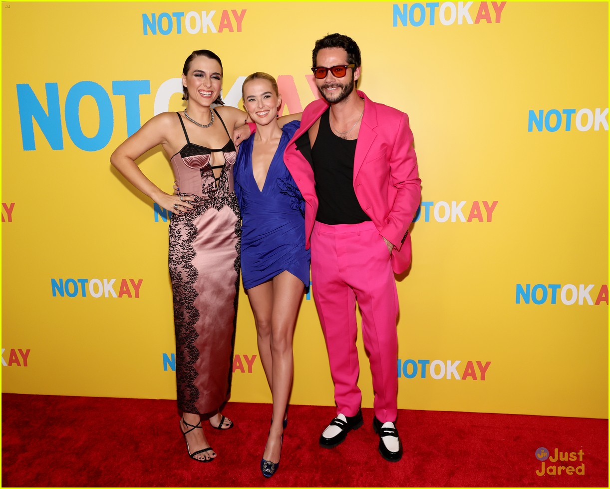 Dylan O'Brien Wears Hot Pink Suit to 'Not Okay' Premiere with Zoey Deutch