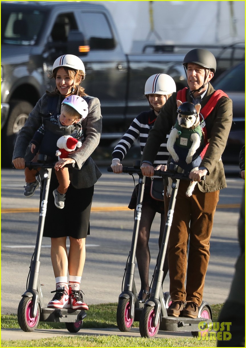 Emma Myers & Brady Noon Go on a Family Scooter Ride With Jennifer Garner for 'Family Leave' Filming